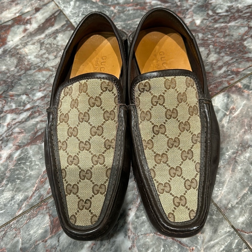 Gucci brown guccisima men’s slip on driving loafers size 9
